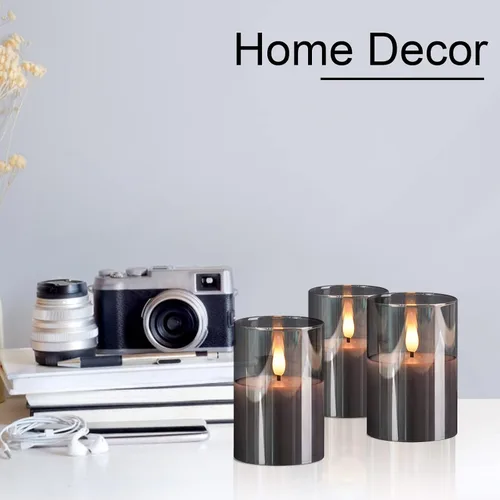Miniatura 7 de VIODAIM Paquete de 6 velas votivas de cristal parpadeantes sin llama con control remoto, velas votivas de cera real de 2 x 3 pulgadas, funcionan