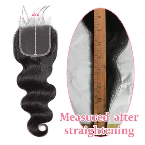Miniatura 4 de Pelucas de cabello humano con cierre de encaje 4x4, onda corporal, cierre de encaje transparente, parte libre, 100% cabello humano brasileño virgen