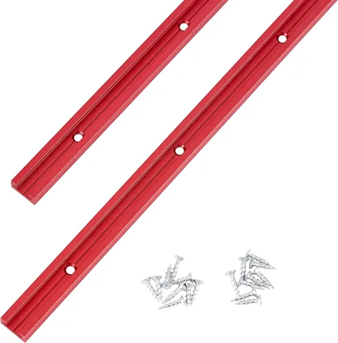 Miniatura 9 de Pista T de 48 pulgadas con tornillos para madera, perfil de doble corte universal en T con agujeros de montaje preperforados, carpintería, arenado