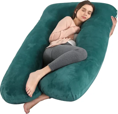 Miniatura 12 de Amagoing - Almohada de embarazo refrescante para dormir, almohada de maternidad en forma de U de cuerpo completo para mujeres con dolor de cadera