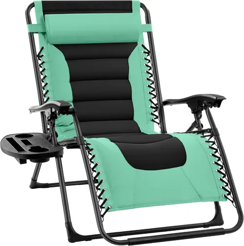Miniatura 35 de Best Choice Products Silla acolchada de gravedad cero de gran tamaño, reclinable plegable para patio al aire libre, tumbona antigravedad XL