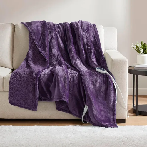 Miniatura 37 de Beautyrest Manta térmica, manta eléctrica, suave, cálida y reversible, manta térmica Sherpa para oficina, sofá, 3 ajustes de calor, apagado