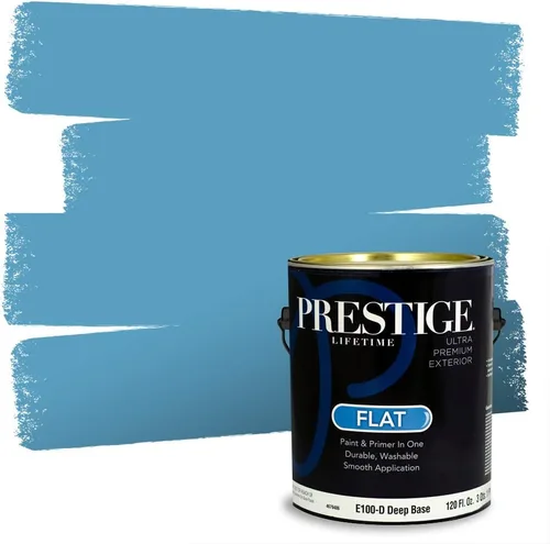 Miniatura 9 de Prestige Paints. - Base y pintura para exteriores en un solo galón, 1 galón. plano, comparable con Sherwin Williams Topsail. SW6799-PCM