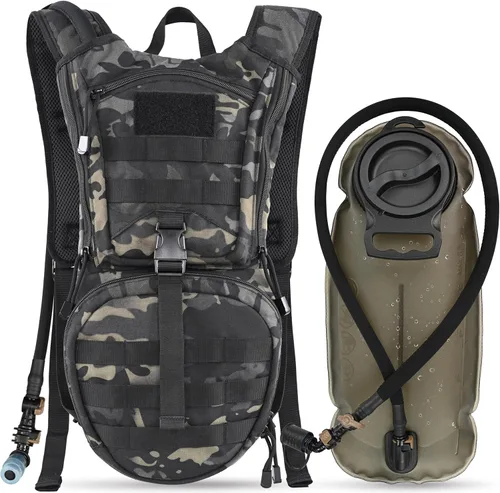 MARCHWAY Mochila táctica de hidratación Molle con bolsa de agua de TPU de 3 litros, mochila militar para ciclismo, senderismo, correr, escalada,