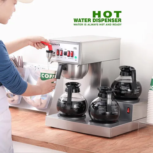 Miniatura 4 de NUPANT Cafetera Comercial de 12 Tazas, Cafetera Automática de Goteo con Relleno Automático y 3 Jarras de Vidrio, 3 Calentadores, Cafetera de Acero