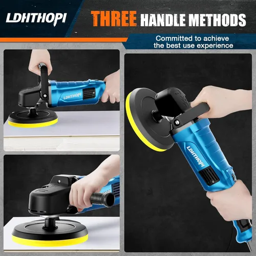 Miniatura 3 de LDHTHOPI Pulidora de amortiguador, pulidora giratoria de 1800W de 6 pulgadas/7 pulgadas, pulidora de cera con 750-3100RPM, amortiguadores