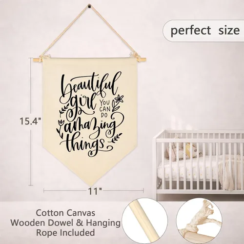 Miniatura 6 de Beautiful Girl You Can Do Amazing Things - Bandera colgante de lona para pared, regalo para niña, bebé, niños, guardería, habitación de niños
