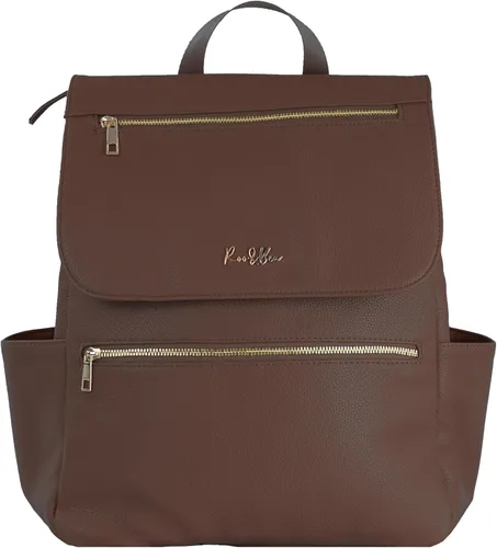 Miniatura 10 de Mochila para pañales de cuero vegano de alta calidad, bolsa de bebé de diseño grande, elegante mochila para pañales con correas para cochecito