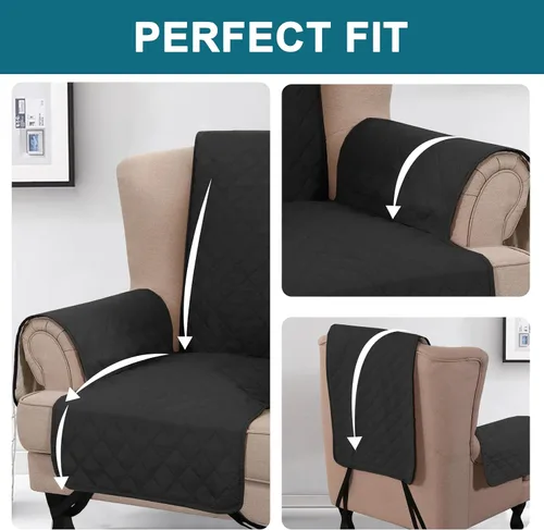 Miniatura 5 de Turquoize Funda 100 % impermeable para sillón de ala, protector de sofá, triple antideslizante, protector de muebles para mascotas, niños, perros