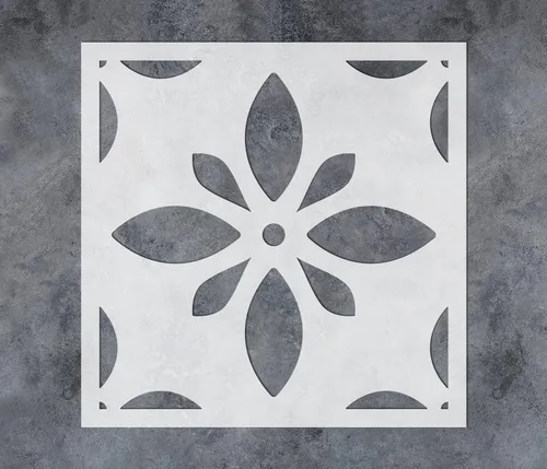 Miniatura 7 de GSS Designs - Plantillas de azulejos reutilizables, plantillas grandes de piso de 12 x 12 pulgadas para pintar hormigón, patio y paredes