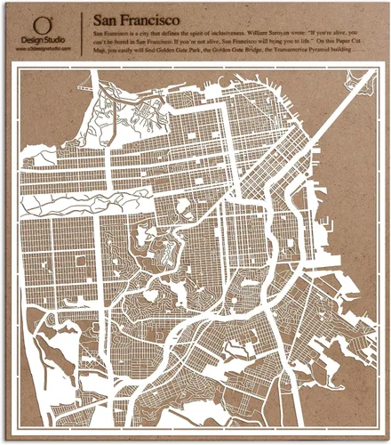 Miniatura 149 de O3 Design Studio Aberdeen - Mapa de papel cortado en papel blanco de 12 x 12 pulgadas
