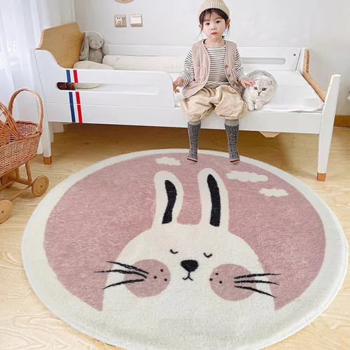 Miniatura 5 de Poowe Alfombra de juego para niños, alfombra redonda educativa del alfabeto, suave, antideslizante, para el dormitorio de los niños pequeños León-2