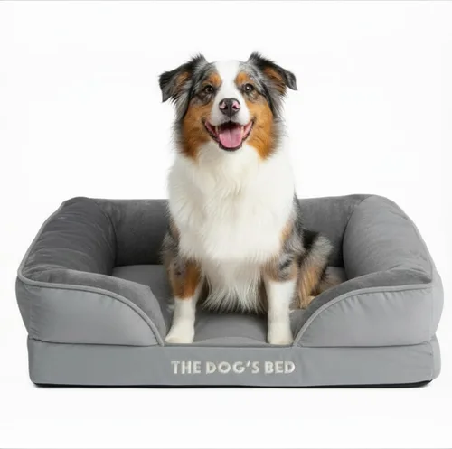 Miniatura 12 de The Dog's Bed - Cama para perros de espuma con soporte para perros XXL, Oxford gris, cama para perro lavable con forro impermeable extraíble, base
