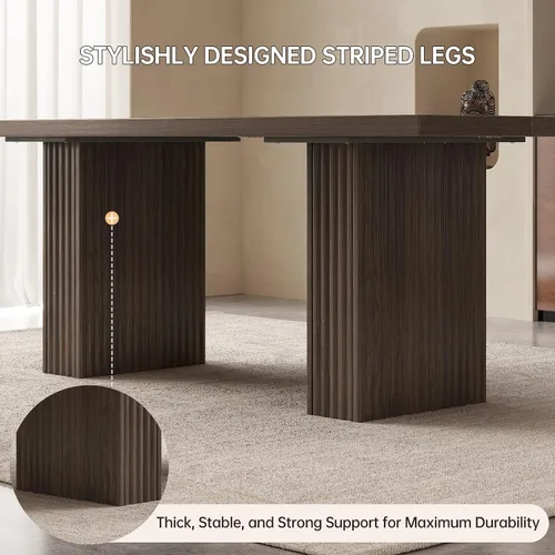 Miniatura 5 de Juego de mesa de comedor moderna de 5 piezas, mesa de cocina rectangular de roble de 66.9 pulgadas con 4 sillas, mesa de comedor de madera moderna