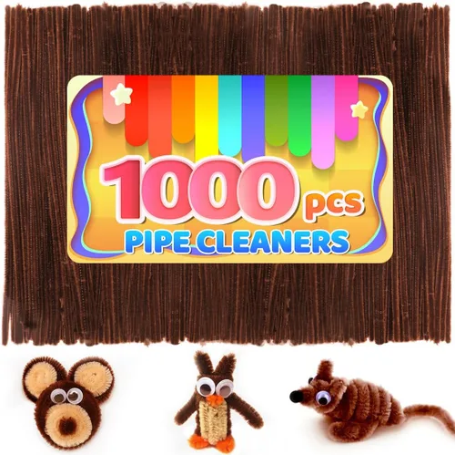Miniatura 30 de Iooleem 200 piezas de limpiadores de tubería marrones, tallos de chenilla, limpiadores de tubería para manualidades, manualidades con limpiadores