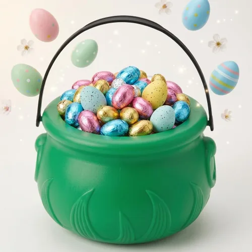 Miniatura 23 de PMU Caldero de Pascua de 8 pulgadas, 6 unidades, caldero de plástico verde, decoración de Pascua para decoración del hogar y fiesta