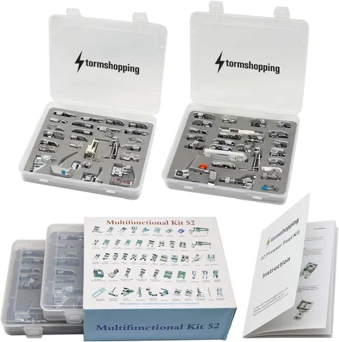 Juego de 52 piezas de prensatelas para máquina de coser - Metal, caña baja para Singer, Brother, Babylock, Janome y Kenmore