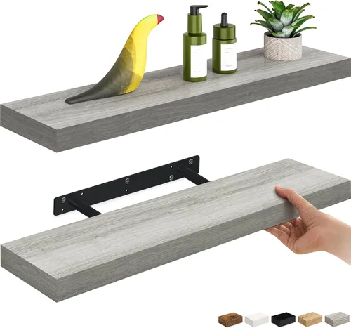 Miniatura 35 de Ballucci - Estantes flotantes, juego de estantes de pared de madera de 36" con soportes invisibles para baño, sala de estar, dormitorio, cocina