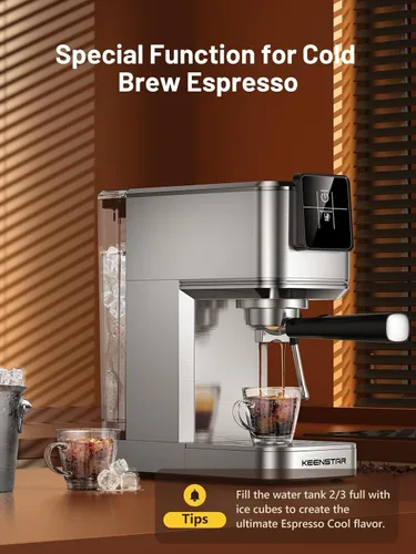 Miniatura 2 de Máquina de espresso KEENSTAR de 20 bares con preparación rápida de café frío, máquina de café caliente y helado, máquina de espresso con espumador