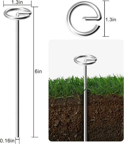 Miniatura 3 de Yuleimy Pines de paisaje circulares de 6 pulgadas, estacas de tela galvanizada para tela de barrera de malezas, calibre 8, no es fácil de doblar