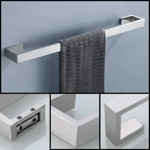Miniatura 2 de Juego de accesorios de baño de 4 piezas, toallero, toallero, gancho para bata, soporte para papel higiénico, acero inoxidable, Q8-P4BR Níquel