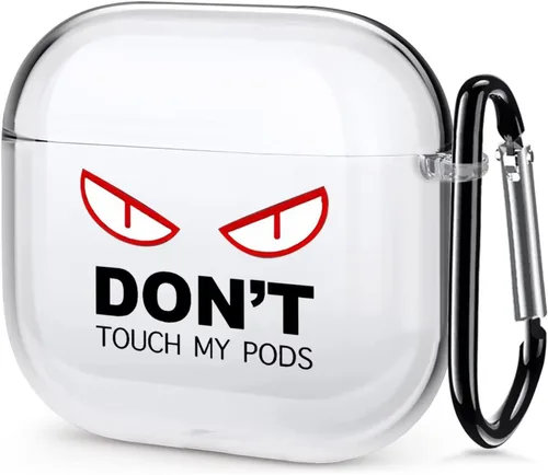 Miniatura 12 de Funda transparente para AirPod Pro 2019, Don't Touch My PODS, funda negra con llavero de ojos grandes, linda caricatura para AirPods Pro, funda