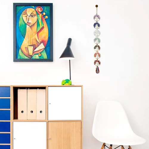 Miniatura 8 de Jovivi Árbol de la vida, piedras de chakras, cristales curativos, adorno colgante de 7 chakras, adorno de pared de meditación, adorno colgante