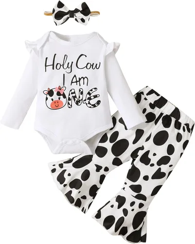 Traje de primer cumpleaños para niña - Holy Cow I'm One