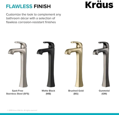 Miniatura 11 de KRAUS Esta grifo de baño de una sola manija con drenaje emergente en acero inoxidable sin manchas, KVF-1210SFS