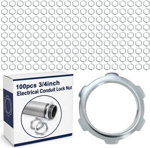 Miniatura 10 de Yaocom 50 piezas de tuercas de bloqueo de conducto eléctrico, tuerca de bloqueo rígida, acero galvanizado, accesorios de conductos eléctricos