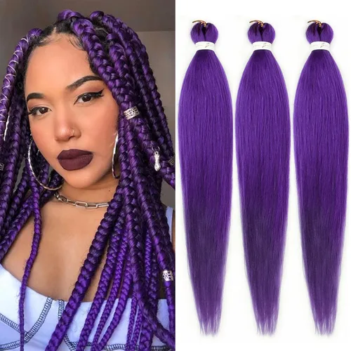 Miniatura 11 de Cabello trenzado marrón preestirado de 30 pulgadas, 3 paquetes de cabello trenzado preestirado de color 30 EZ, textura Yaki, extensiones de cabello