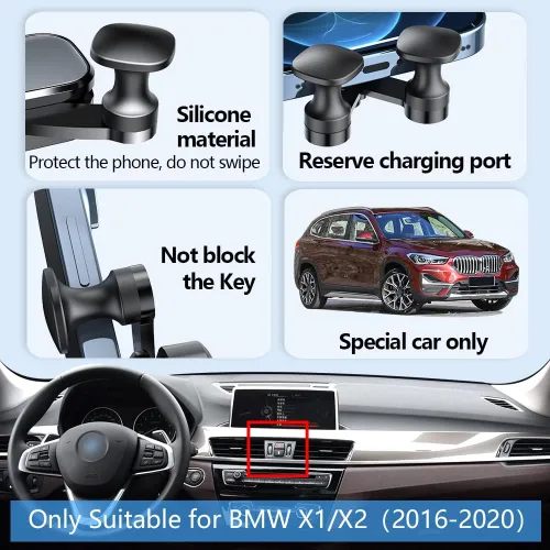 Miniatura 5 de Soporte de teléfono para automóvil para BMW X1 SUV sDrive28i xDrive28i xDrive28i y 2018-2022 X2 F48 F39 Accesorios de automóvil, decoración
