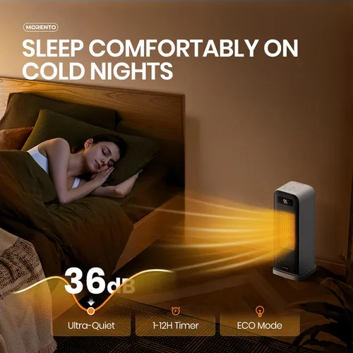 Miniatura 4 de MORENTO Calentadores de espacio para uso en interiores, calentador eléctrico portátil con termostato, control inteligente y de voz, seguridad