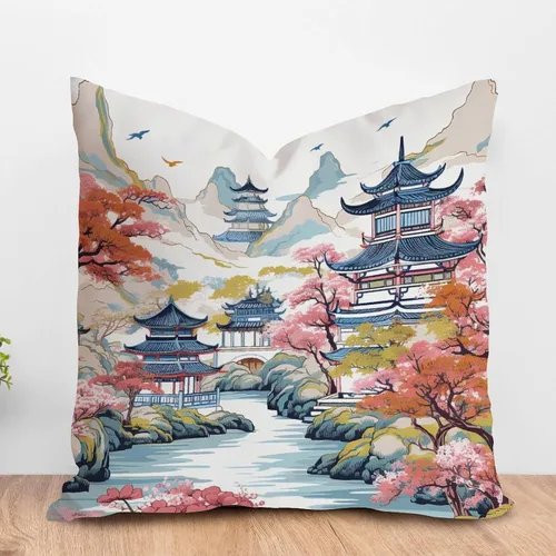Miniatura 36 de ArogGeld Funda de almohada blanca con flores chinoiserie, funda de almohada para sofá, diseño floral verde y blanco, funda de almohada de lino A-12