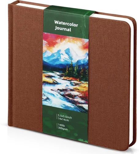 Miniatura 16 de Dispowreath Cuaderno de bocetos de acuarela de 5.5 x 5.5 pulgadas, cuaderno cuadrado de acuarela, prensa en frío, papel de algodón de 140 libras