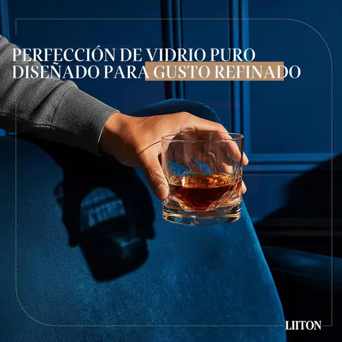 Miniatura 8 de LIITON Grand Canyon - Juego de regalo de 2 vasos de whisky de cristal pesado, vaso de bourbon grueso congelable de 1 libra cada uno, regalos