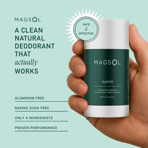 Miniatura 2 de MAGSOL Desodorante de magnesio para hombres, desodorante natural libre de aluminio y bicarbonato de sodio para piel sensible, protección duradera