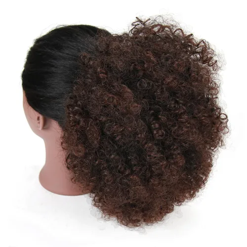 Miniatura 5 de Extensión de cola de caballo afro con cordón para mujeres negras, extensión de cola de caballo corta afro rizada, moño de cola de caballo rizada