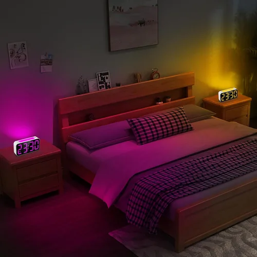Miniatura 8 de Relojes despertadores fuertes Topski para dormitorios para personas que duermen pesadas, reloj de cabecera digital con luz nocturna, pantalla RGB