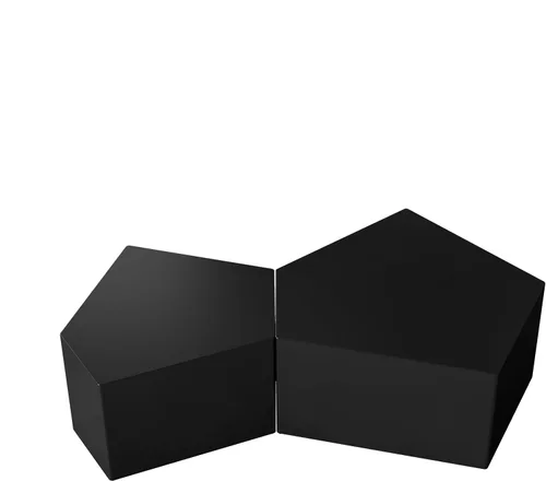 Miniatura 6 de Juego de mesa auxiliar anidable, geométrico, pentágono irregular, cóctel, centro, sala de estar, oficina, comedor (negro)