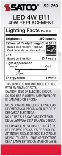 Miniatura 6 de Satco S21269 4B11/LED/927/FR/120V/E12-paquete de 6
