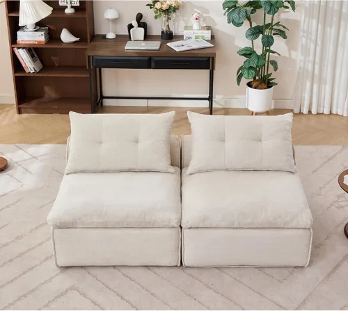Miniatura 3 de Sofá sin huesos, sofá de burbujas de gran tamaño, acogedor sofá cama de felpilla para sala, diseño modular de bricolaje, sin reposabrazos, espuma