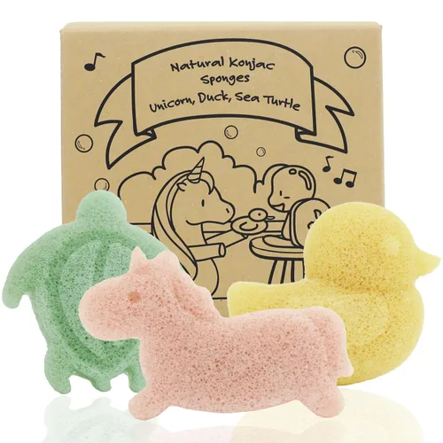 Miniatura 3 de myHomeBody Konjac - Esponja de baño para bebé, formas lindas, natural, para niños, bebés, recién nacidos, segura a base de plantas, juego de 3