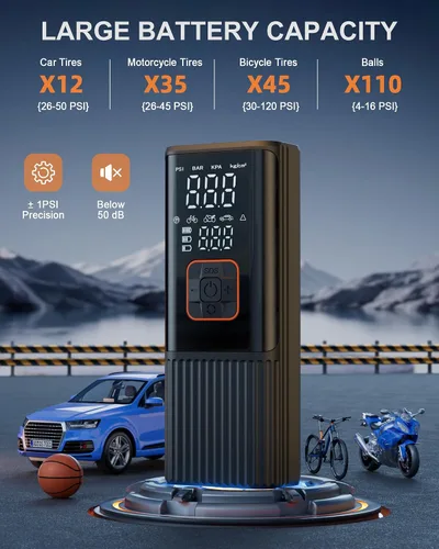 Miniatura 3 de Compresor de aire portátil para inflador de neumáticos, compresor de aire portátil 6 veces más rápido de 180 PSI, bomba de aire eléctrica