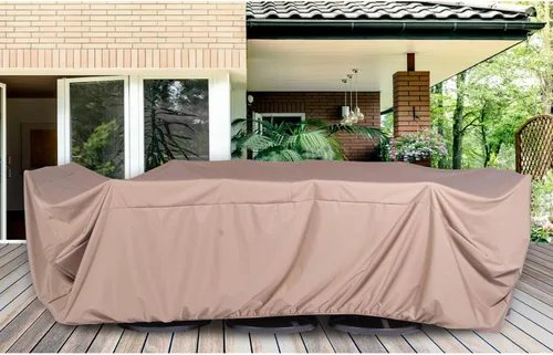 Miniatura 2 de Hanover Funda rectangular grande para muebles de comedor de 9 piezas, impermeable, resistente a la intemperie, 130 pulgadas de largo x 106.3