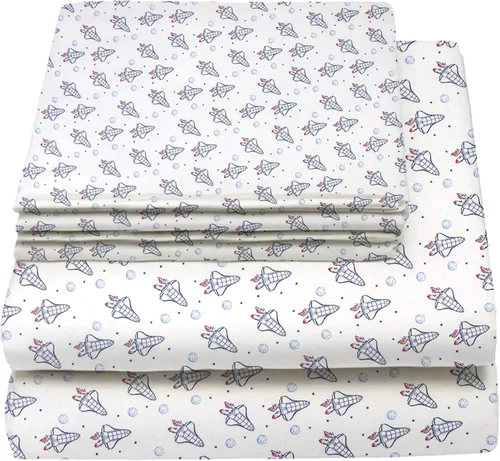 Miniatura 27 de Juego de sábanas tamaño individual para niños y niñas, sábanas para niños, linda sábana de cama, incluye sábana plana, ajustable y funda de Azul