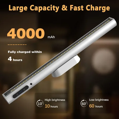 Miniatura 3 de Hapfish Tira de luces de pared que funcionan con pilas, barra de luz LED magnética recargable con control remoto, lámpara de escritorio regulable