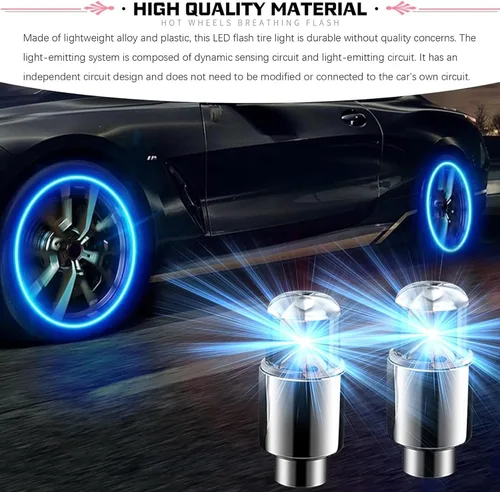 Miniatura 3 de 6 luces de válvula de neumático de automóvil, luz nocturna modificada fresca, luz de flash con sensor de choque, impermeable, tapa de luz LED, Azul