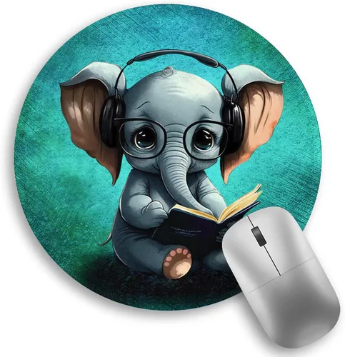 Miniatura 36 de Divertida y bonita alfombrilla de mouse redonda para escritorio, pequeña alfombrilla de mouse de viaje con base de goma antideslizante para el NO SÉ