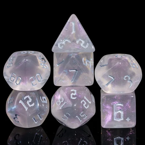 Miniatura 24 de Juego de dados DND de 7 dados poliédricos con una bolsa de dados de cuero, juego de dados D&D para juegos de mesa RPG (negro)